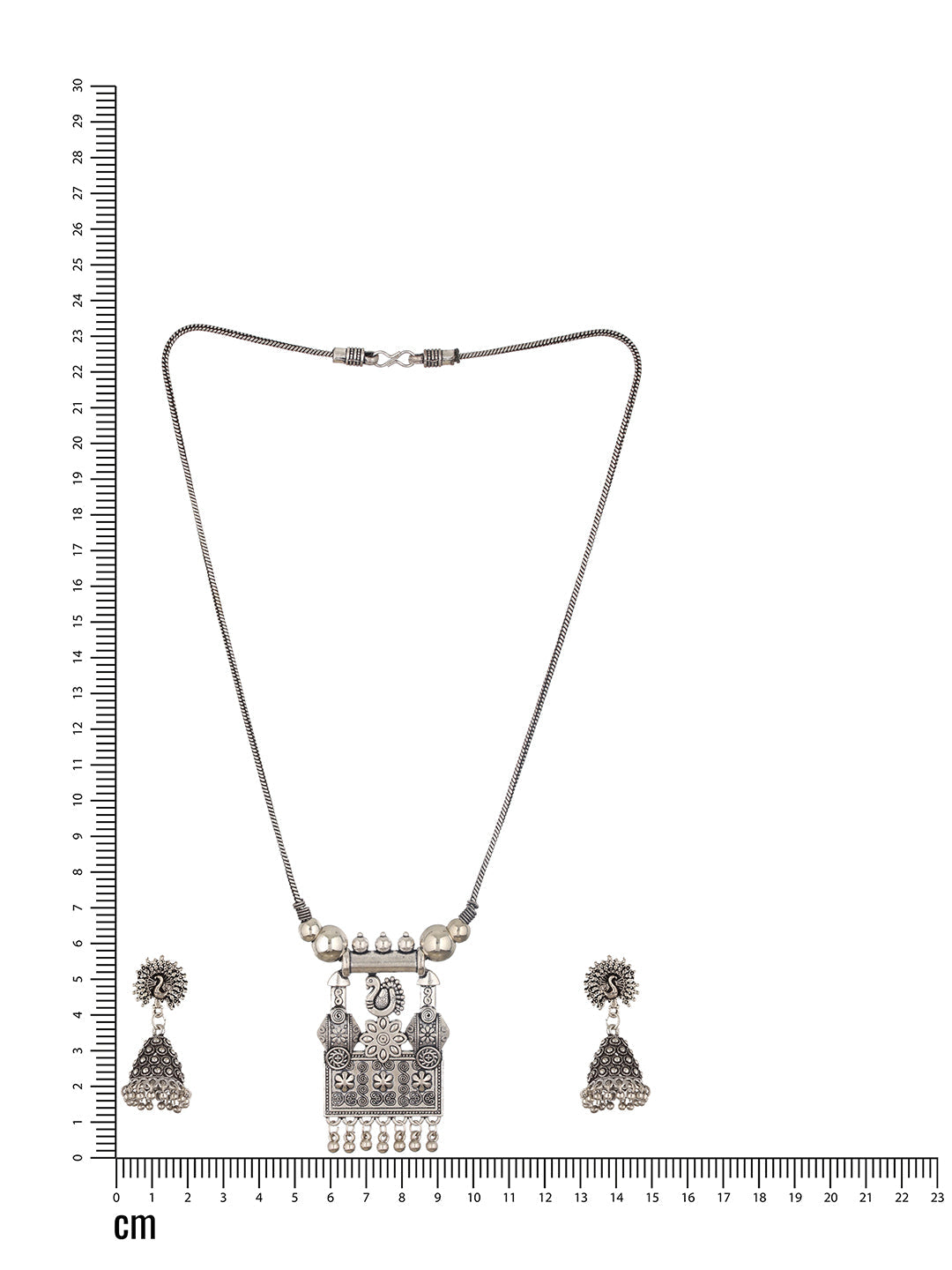 Silver-Plated Peacock Shaped Oxidized Jewellery Set