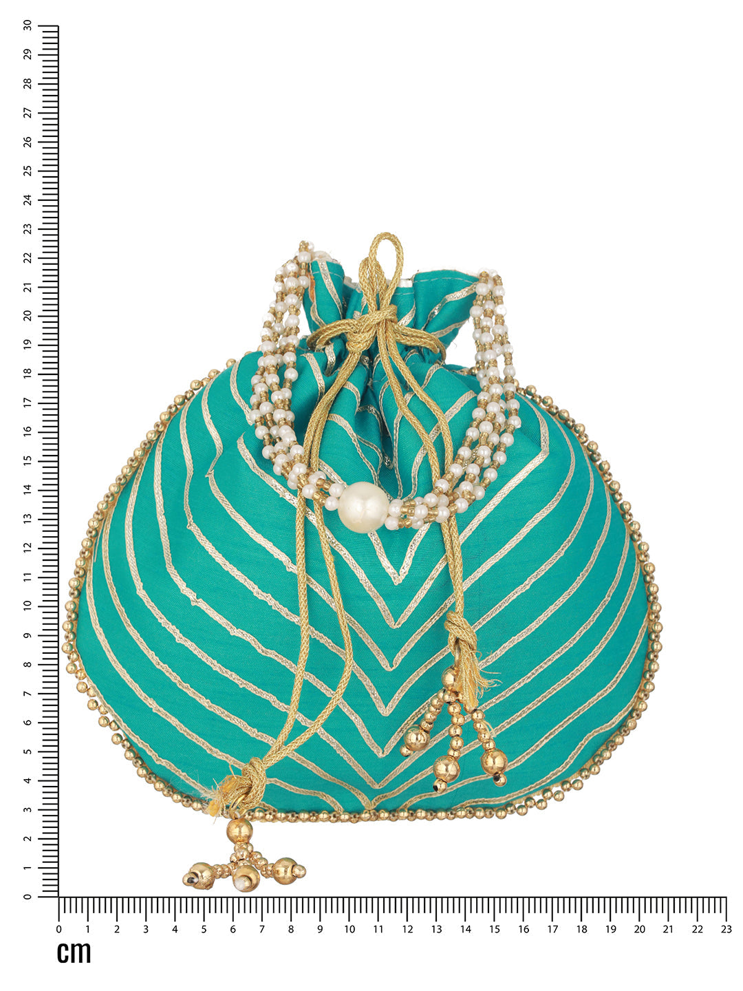 Sky Blue & Gold Embellished Potli Clutch