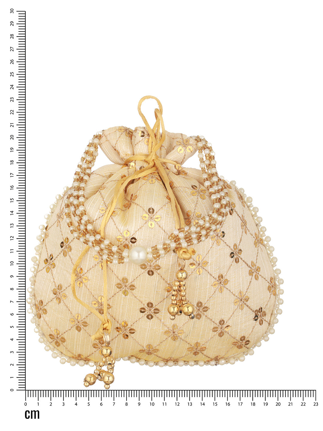 Gold-Coloured & Gold Booti Embellished Potli Clutch