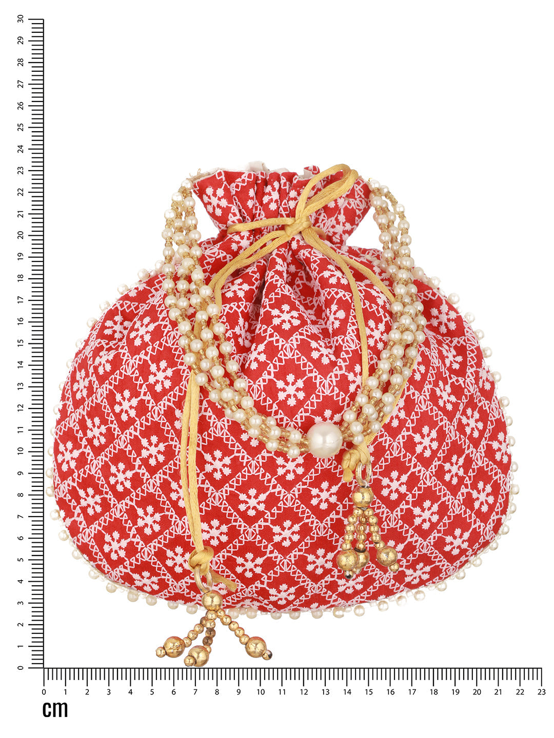 Jazz And Sizzle Red & Gold-Toned Chikan Embroidered Work Potli Clutch