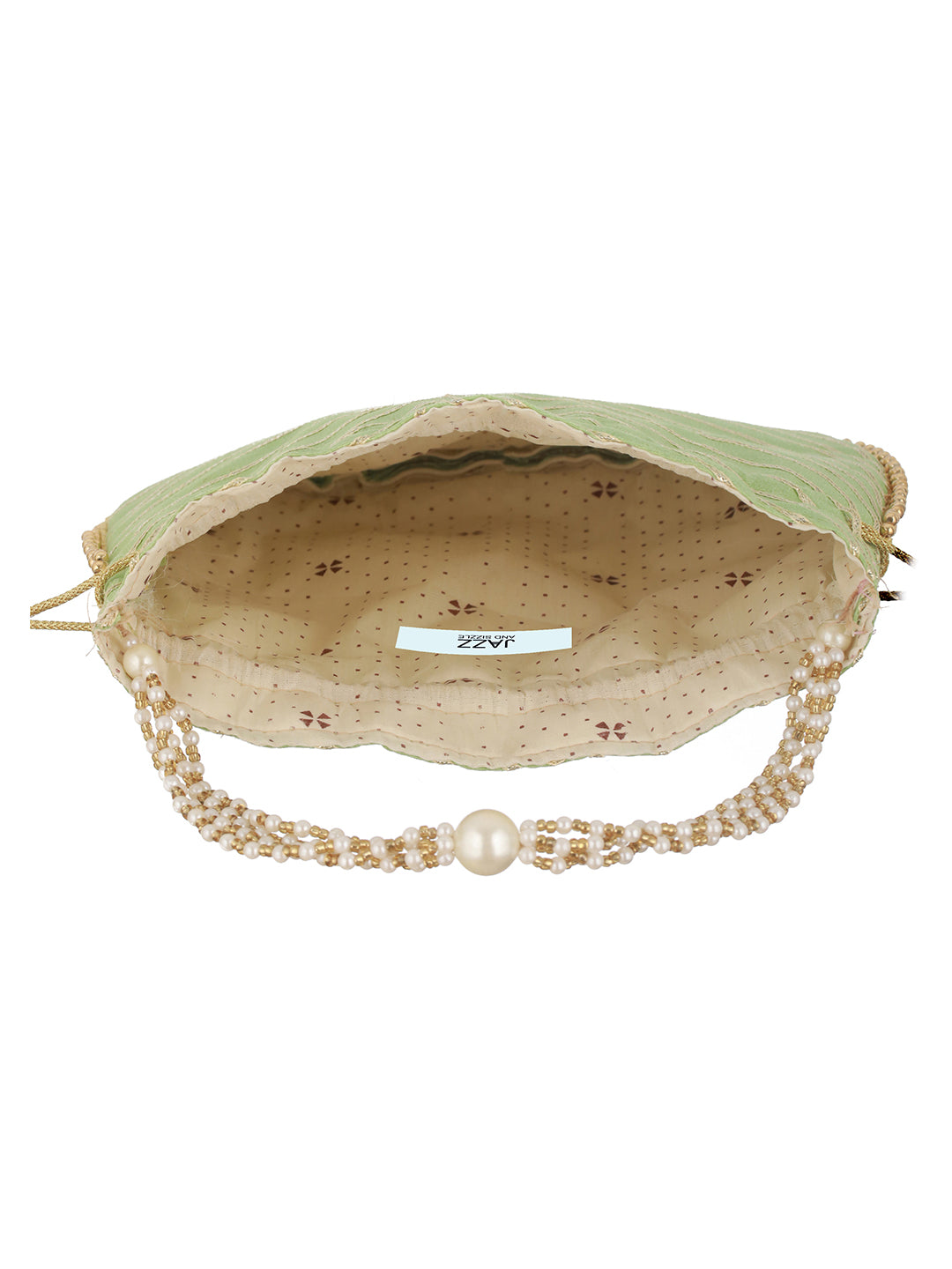 Parrot Green & Gold Embellished Potli Clutch