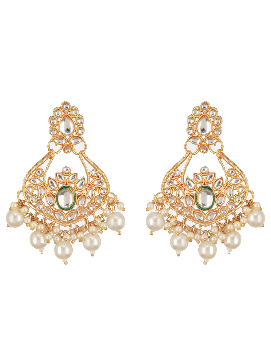 Jazz and Sizzle Gold Plated Kundan Studded & Beaded Jewellery Set with Maangtikka