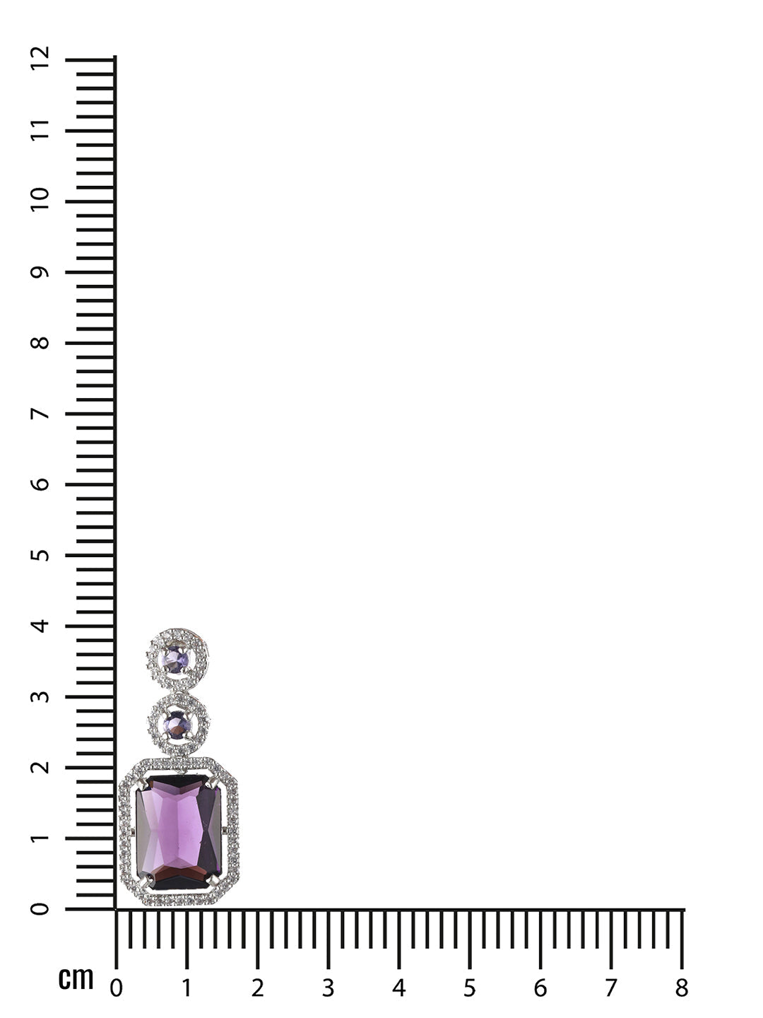 Silver Plated Purple American Diamond Studded Drop Earrings