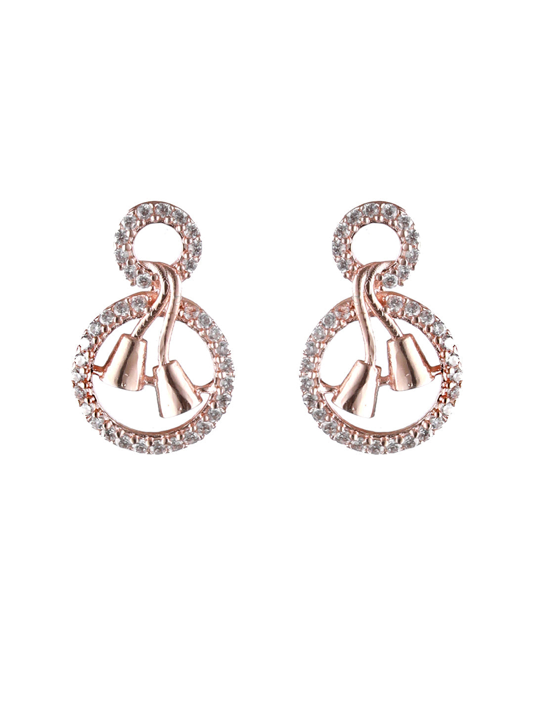 Rosegold-Plated Rose Gold Cz Studded Round Jewellery Set