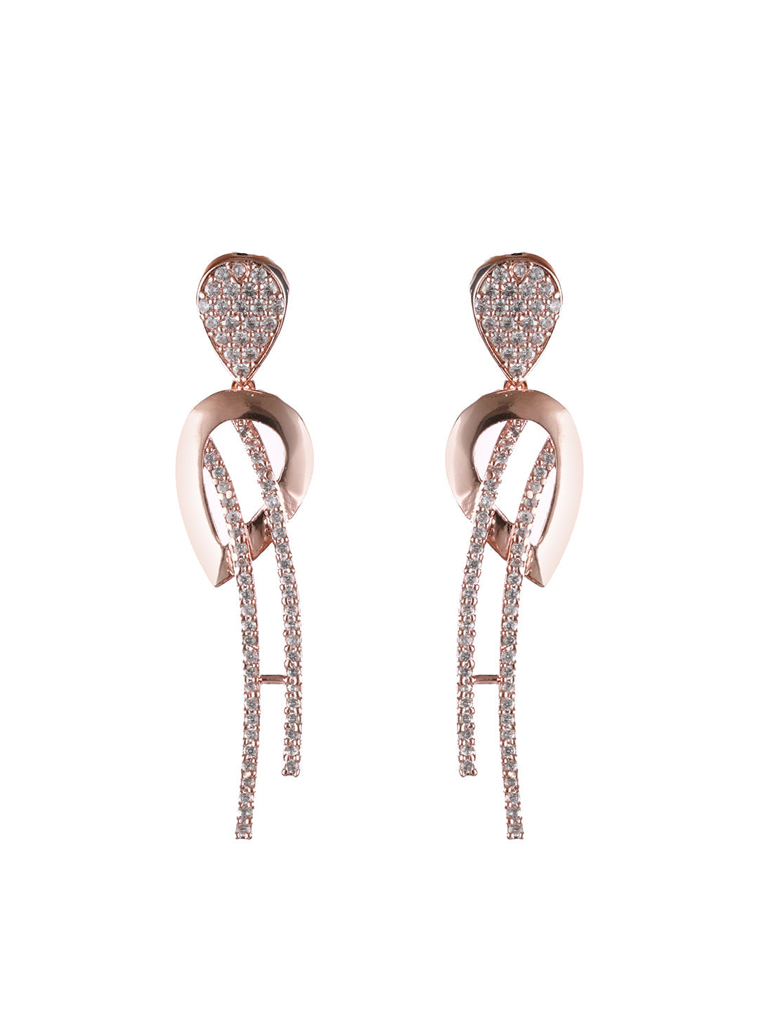 Rosegold-Plated Rose Gold Cz Studded Jewellery Set