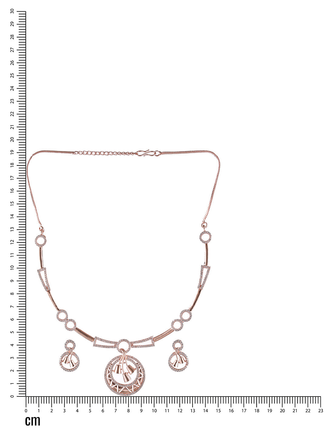 Rosegold-Plated Rose Gold Cz Studded Round Jewellery Set