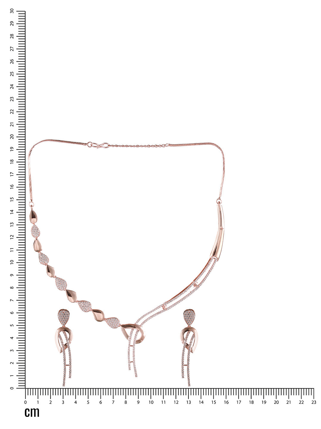 Rosegold-Plated Rose Gold Cz Studded Jewellery Set