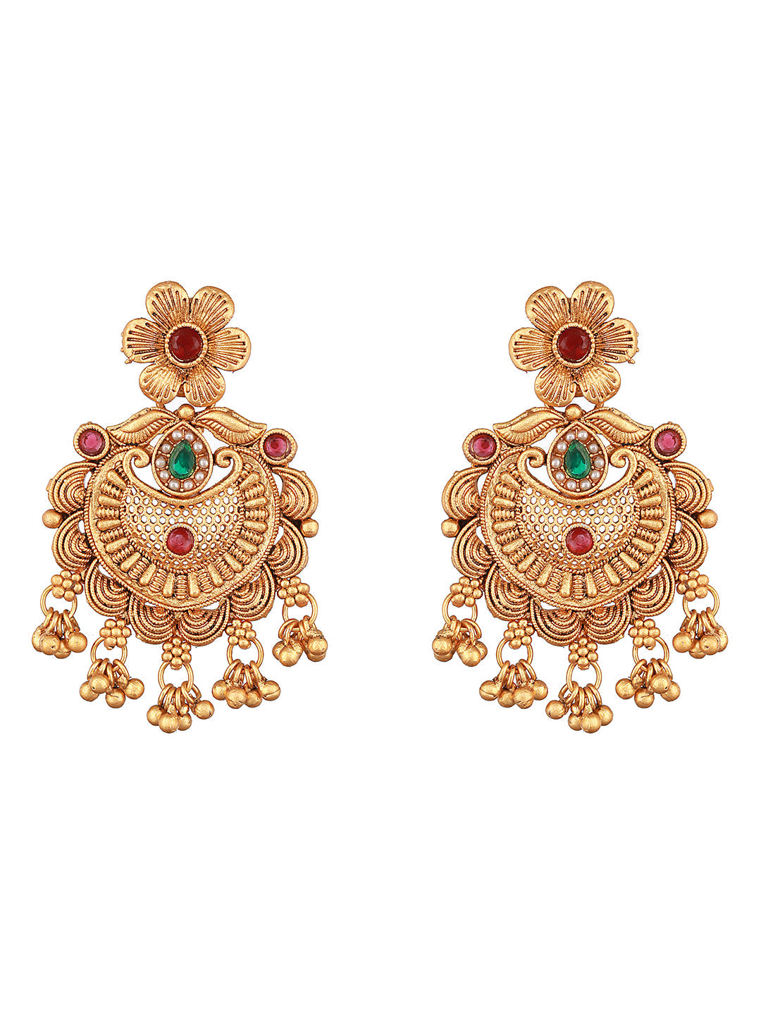 Gold-Toned Contemporary Jhumkas Earrings