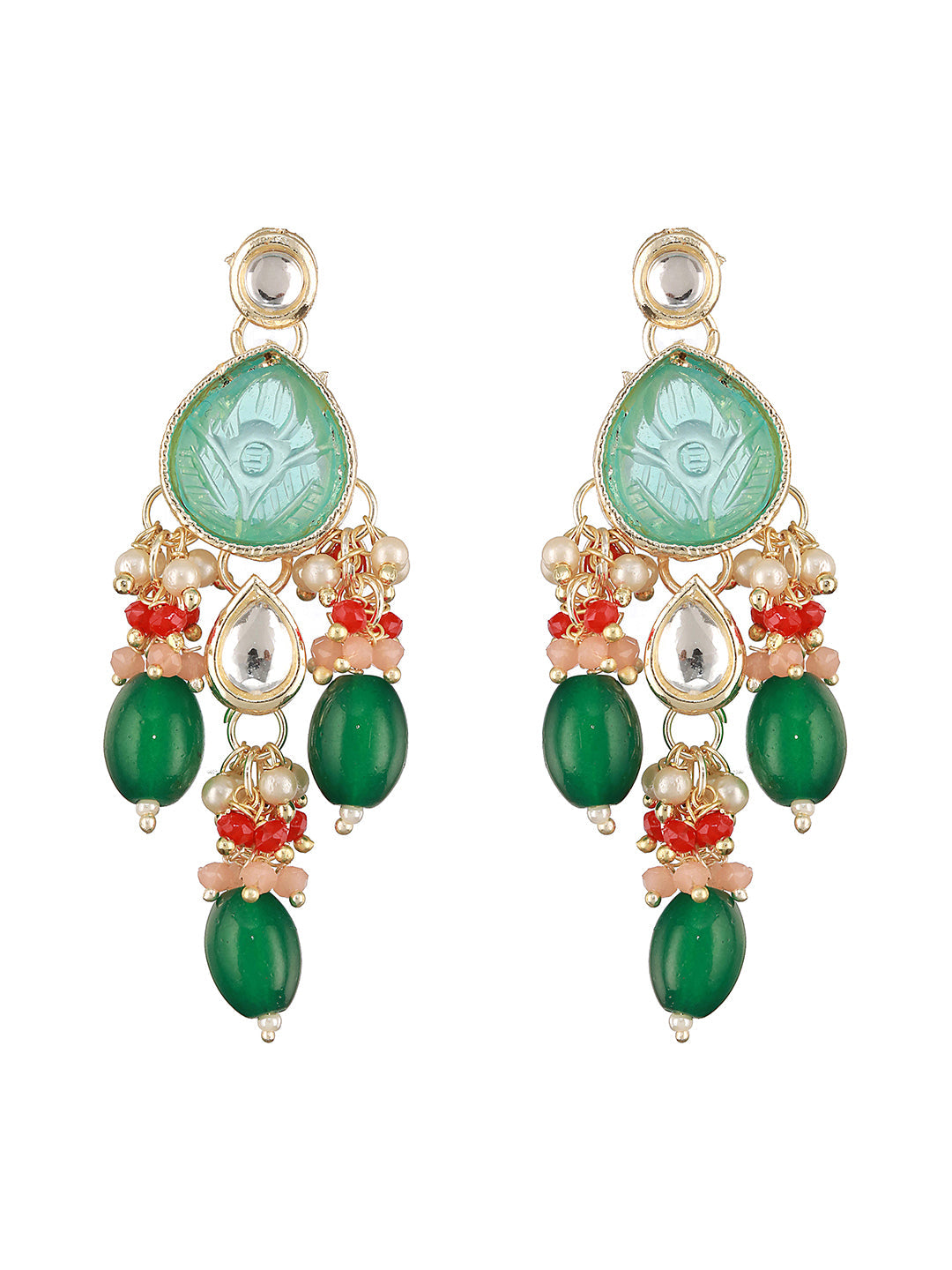 Jazz And Sizzle Gold-Plated Stone-Studded & Onyx Beaded Jewellery Set With Ring