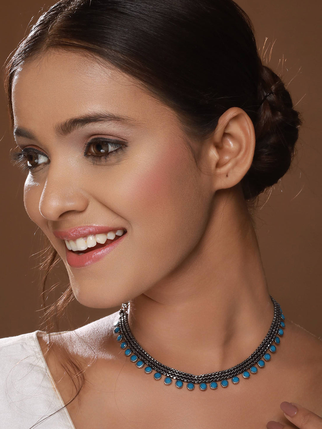 Gold-Plated Kundan-Studded &amp; Beaded Jewellery Set