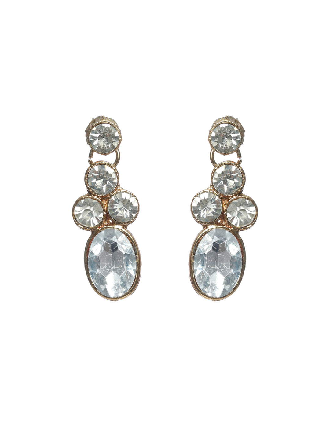 Gold-Plated Grey Crystal & Stone Studded Jewellery Set