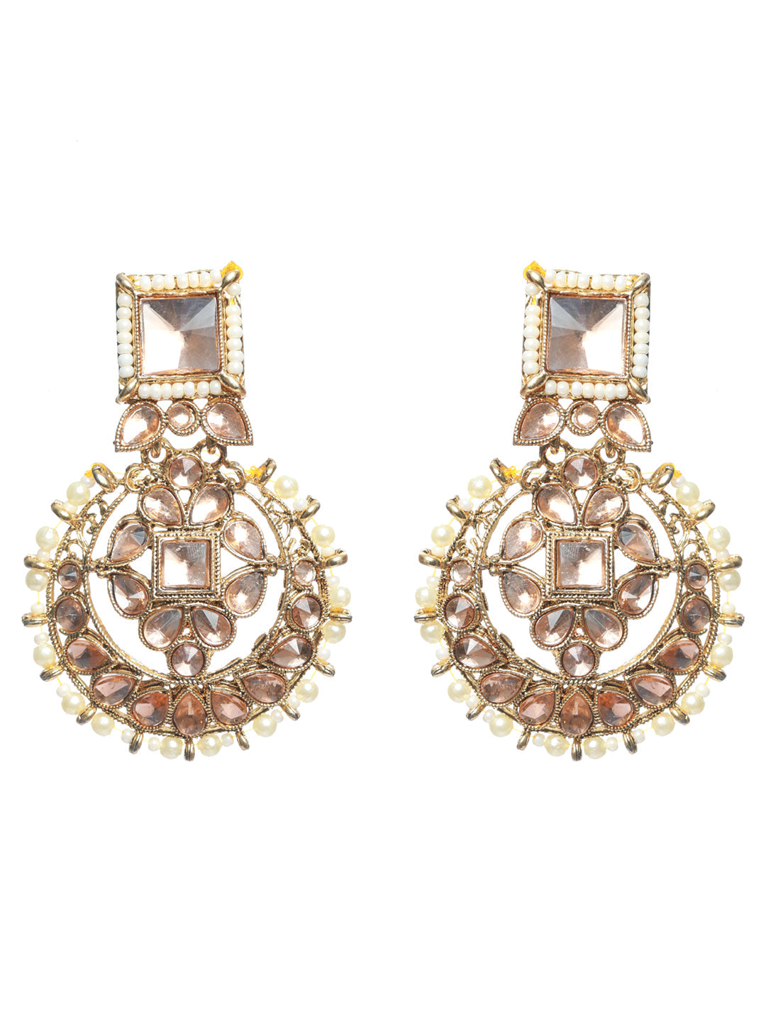 Gold-Plated & White Kundan Studded & Beaded Choker Jewellery Set