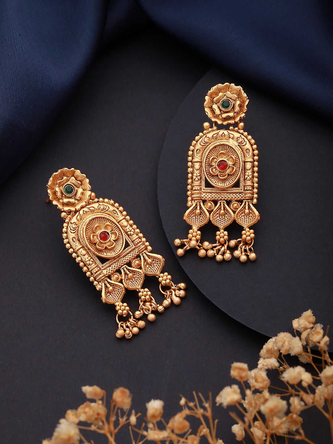 Gold-Toned Dome Shaped Jhumkas Earrings