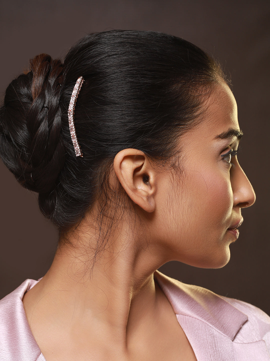 Women Rose Gold Plated & Silver-Toned Beaded Flowral Design Comb Pin