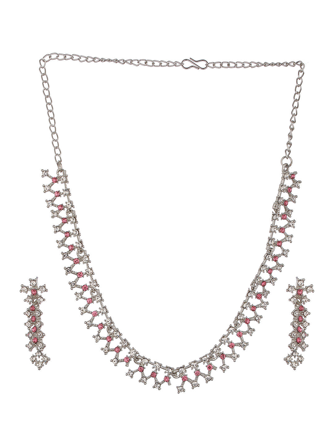Rhodium-Plated Ad-Studded Jewellery Set