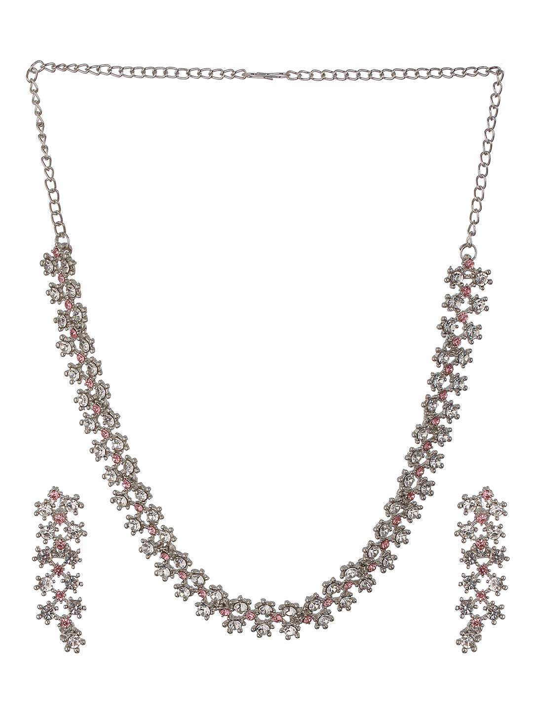 Rhodium-Plated American Diamond Studded Jewellery Set
