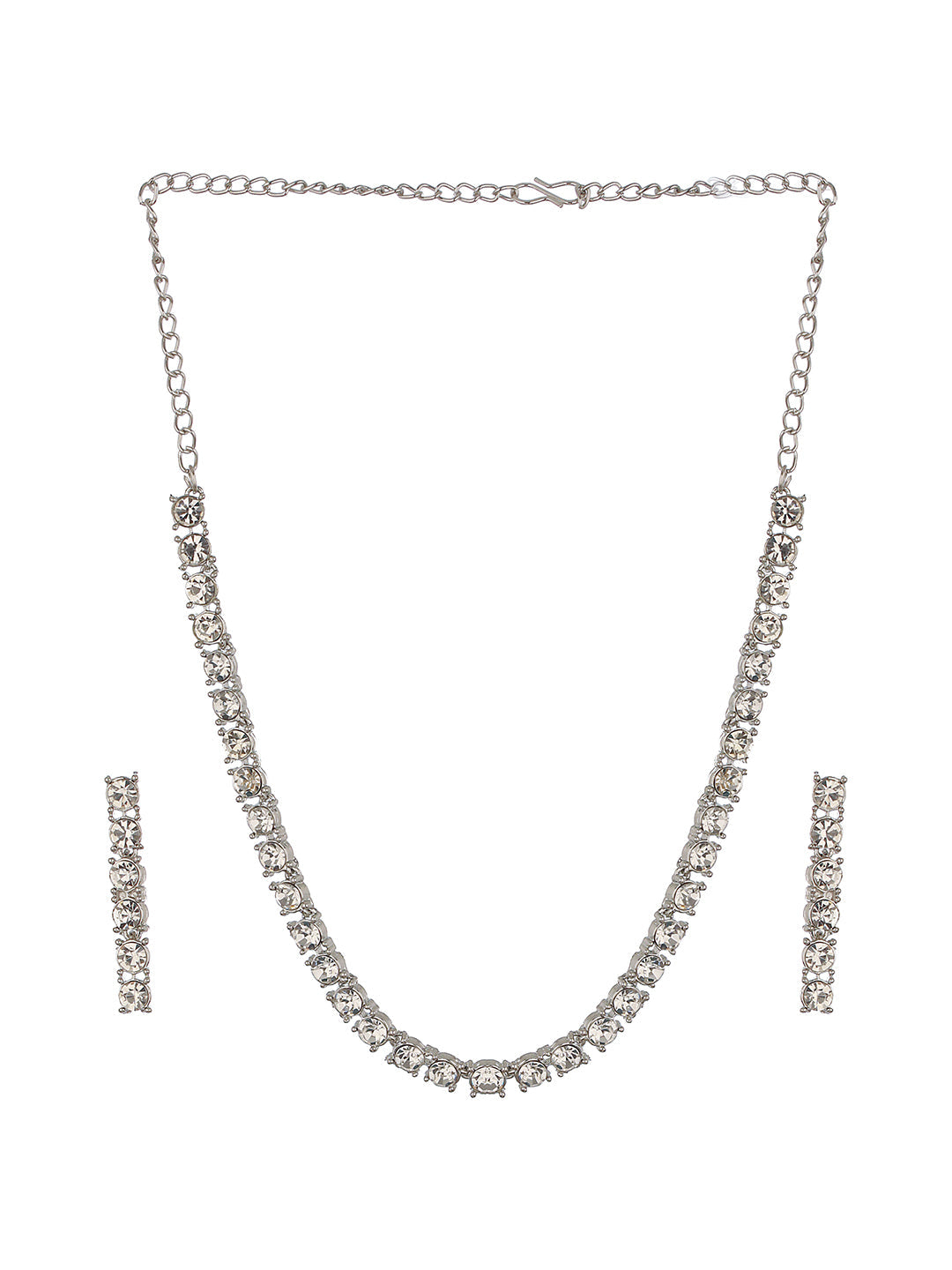 Rhodium-Plated Ad-Studded Jewellery Set