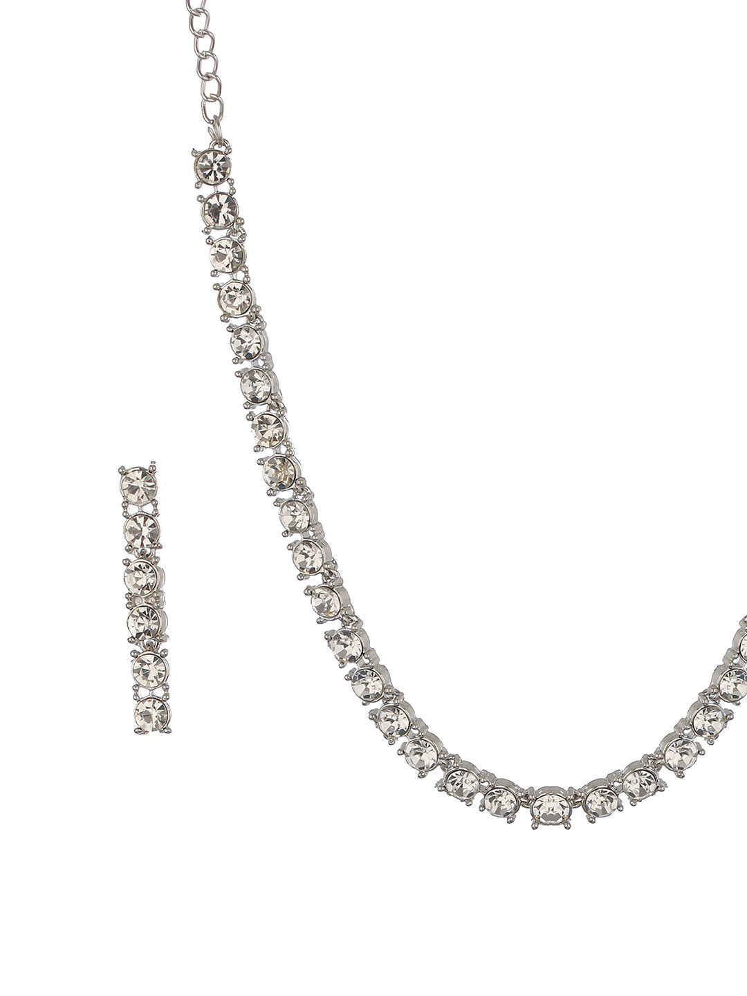Rhodium-Plated Ad-Studded Jewellery Set