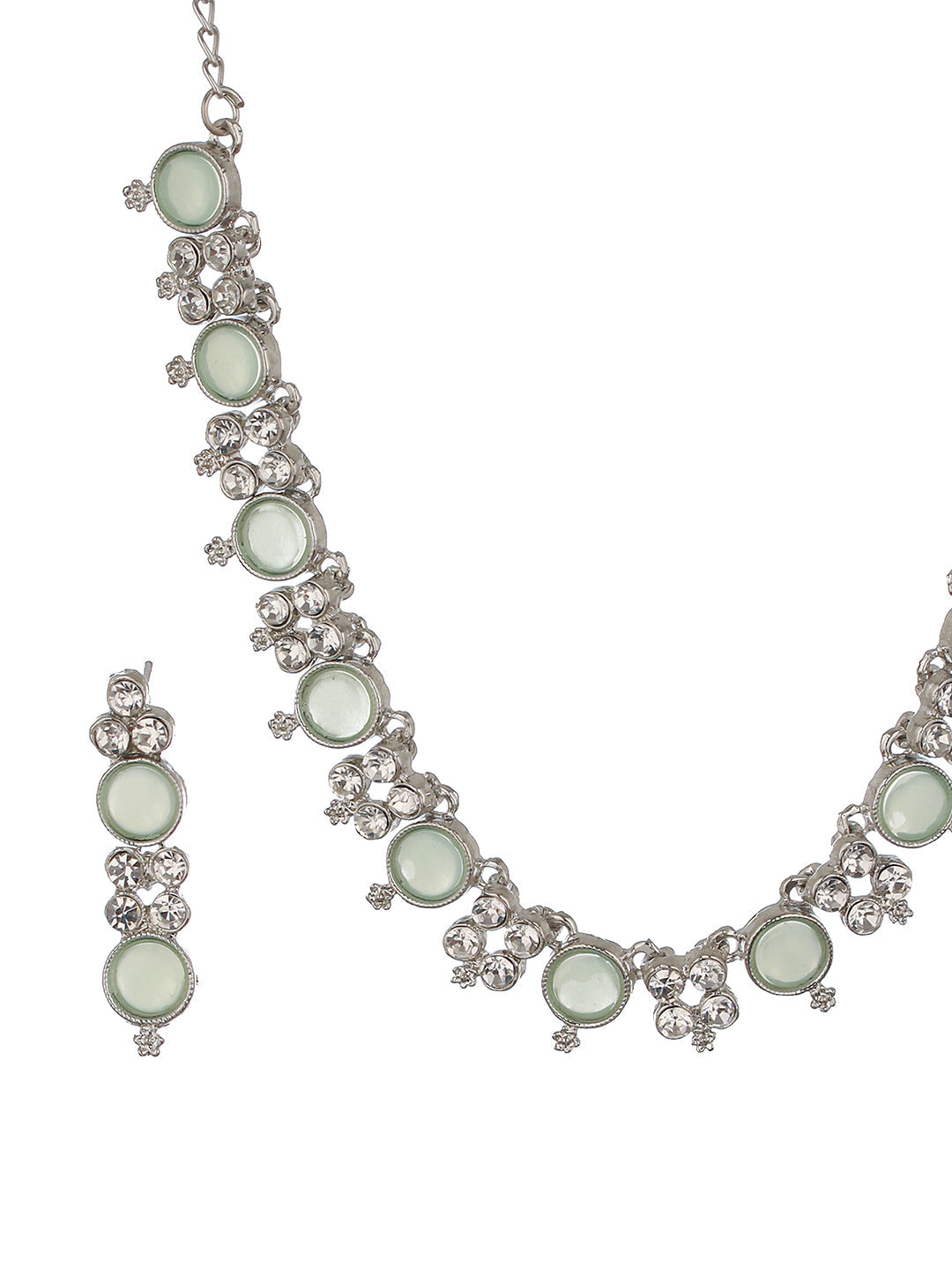 Rhodium-Plated Ad-Studded Jewellery Set