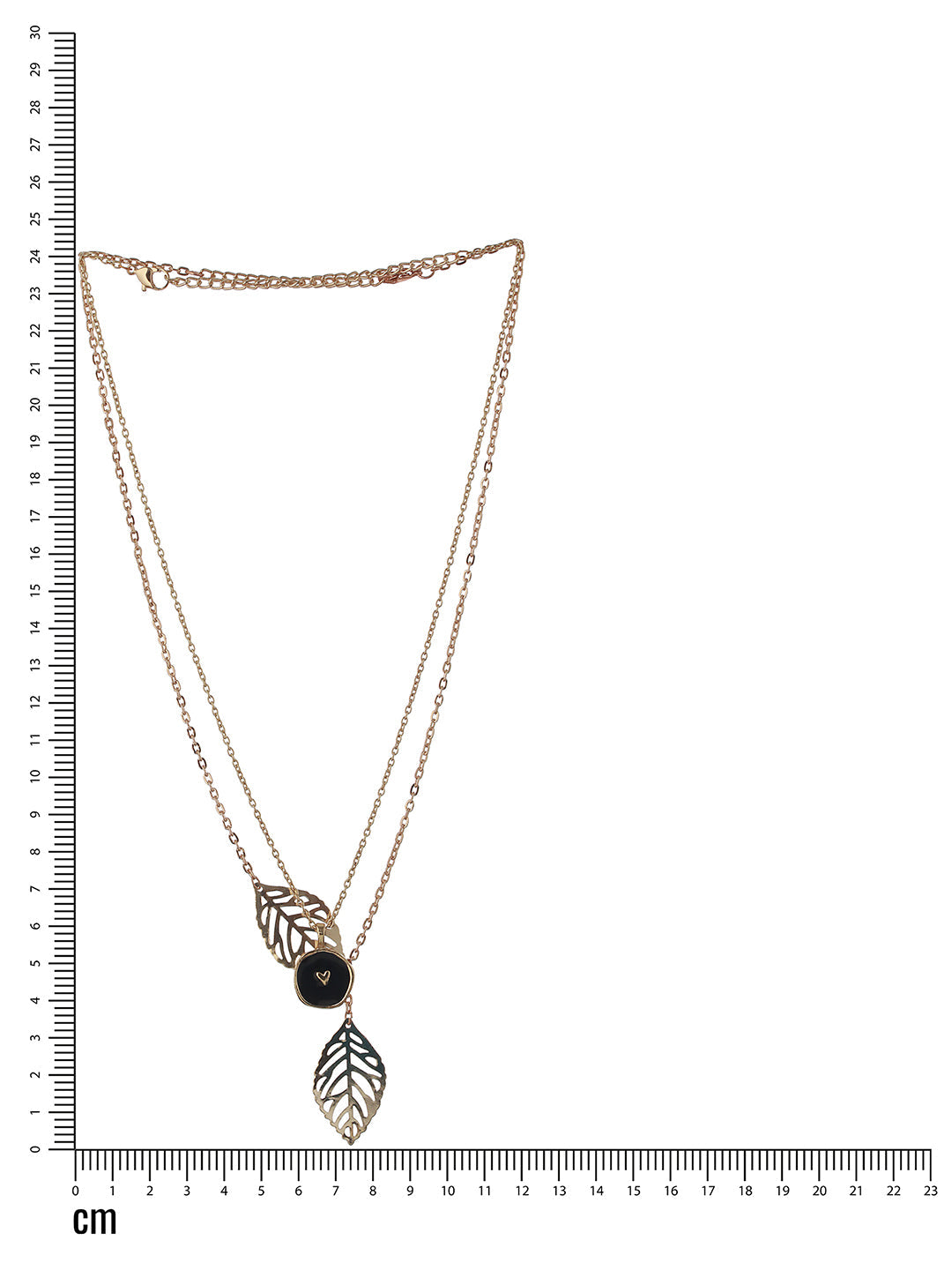 Set Of 2 Heart Enamelled Pendant & Leaf Charm Necklace