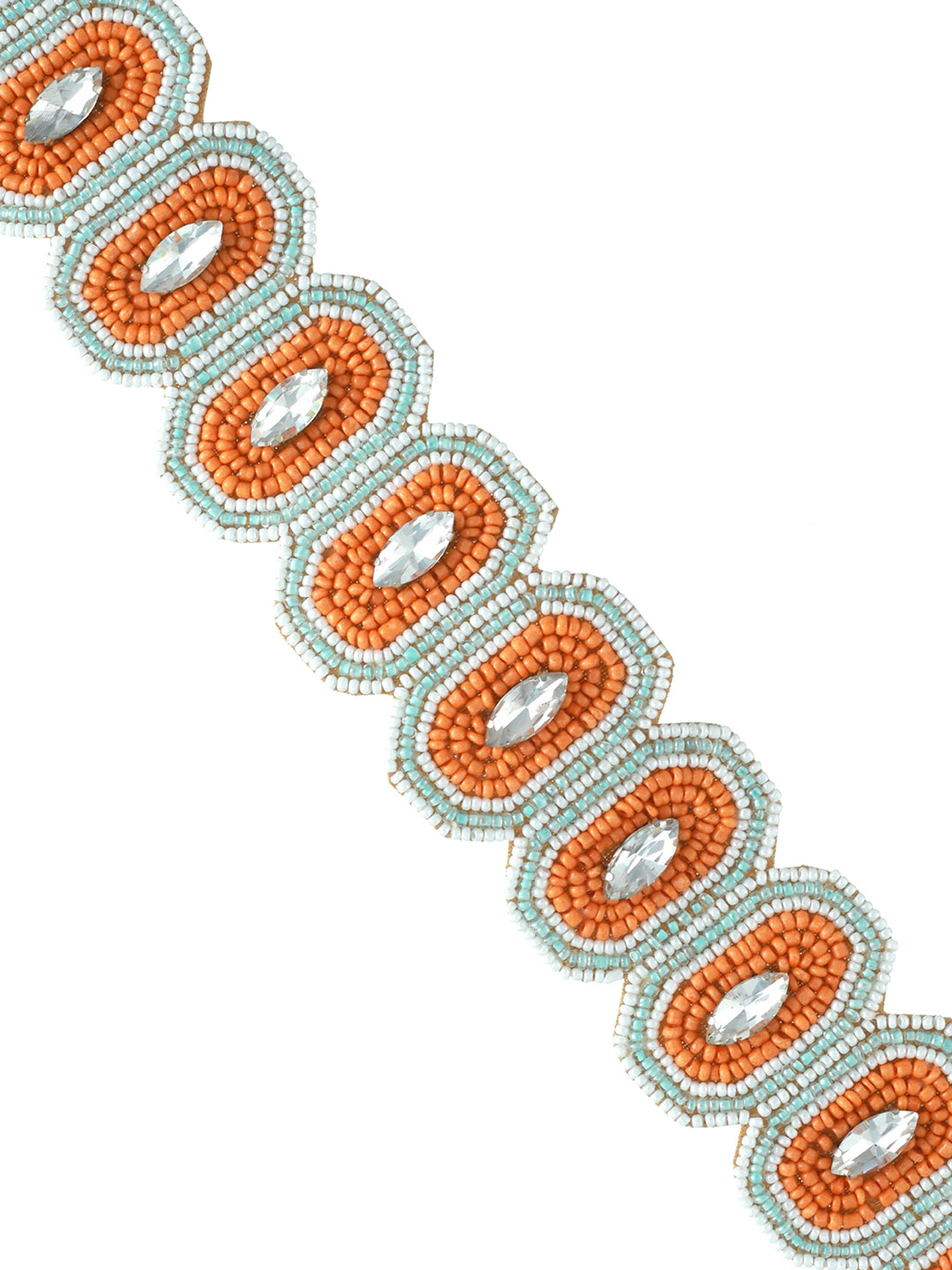 Orange Coloured & Gold-Toned Beaded Sequinned Headband