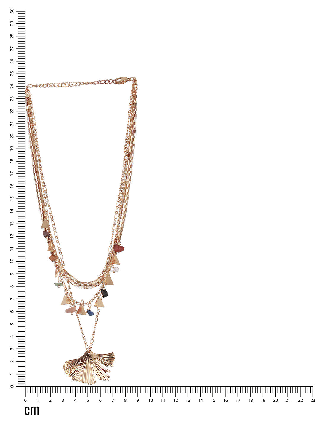 Jazz And Sizzle Gold-Plated & Beaded Snake Chain & Leaf Designed Layered Necklace