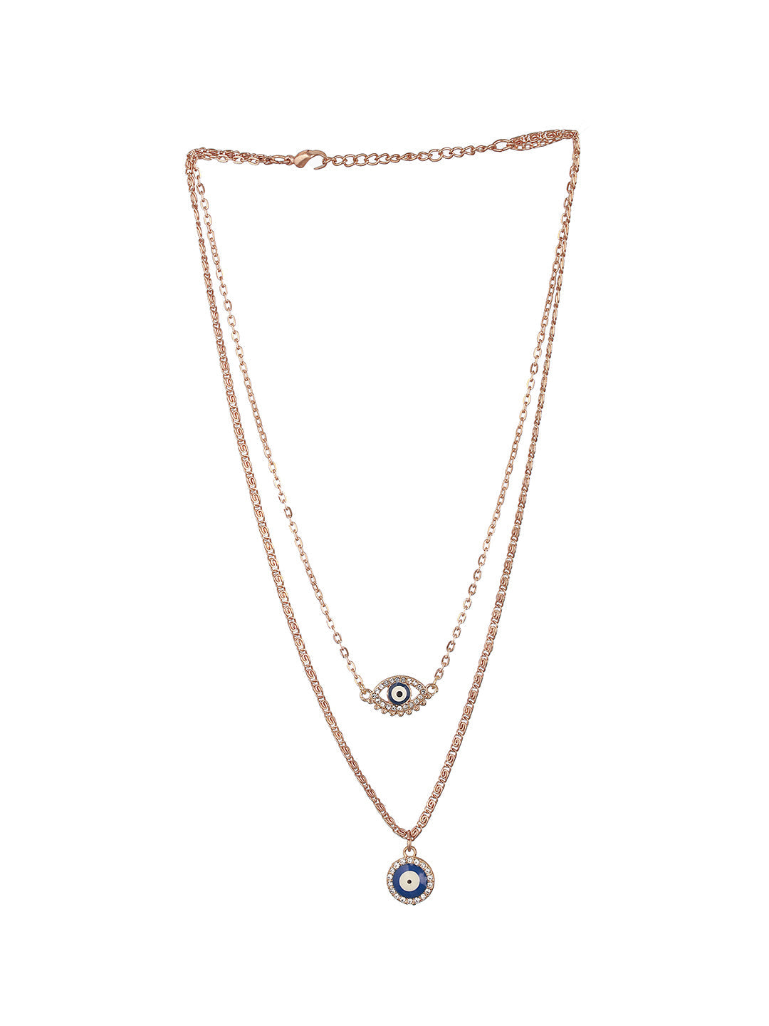 Gold-Plated Evil Eye Pendant Layered Necklace