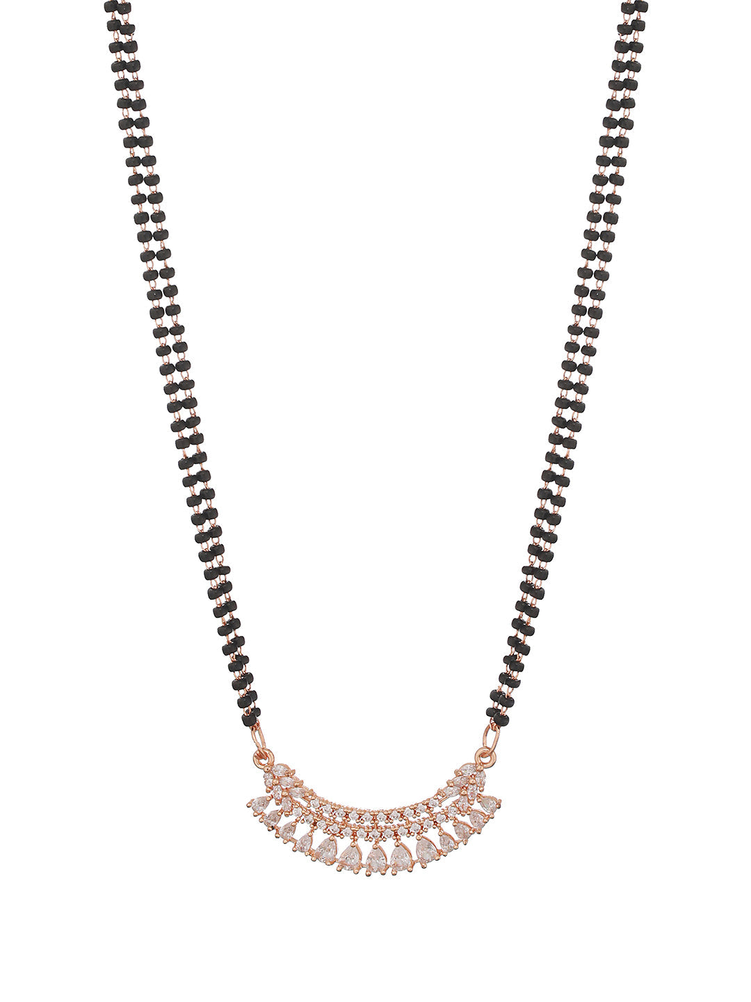 Rose Gold-Plated Ad-Studded & Beaded Mangal Sutra