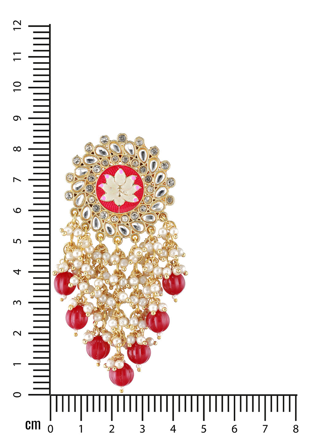 Maroon Gold Plated &Cz Studded & Beaded Meenakari Drop Earrings