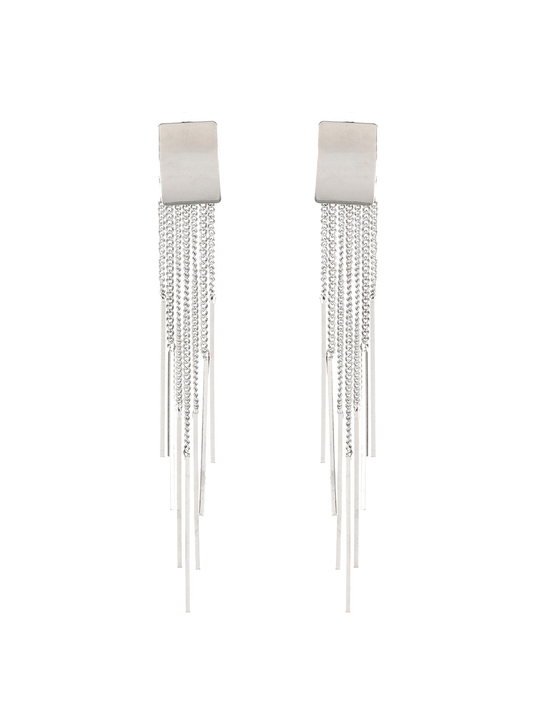 Silver-Plated Contemporary Drop Earrings