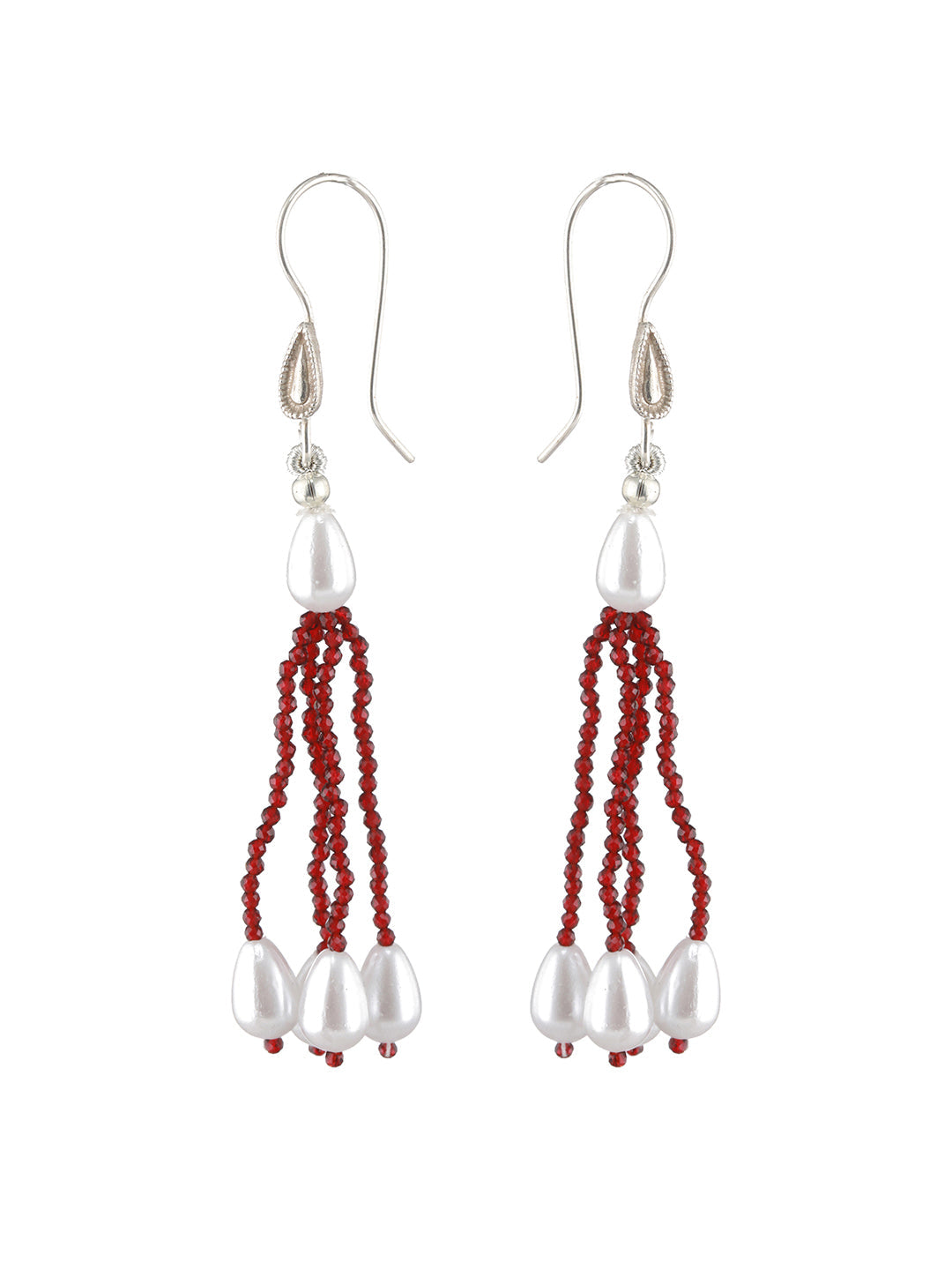 Silver-Plated Beaded Necklace And Earrings