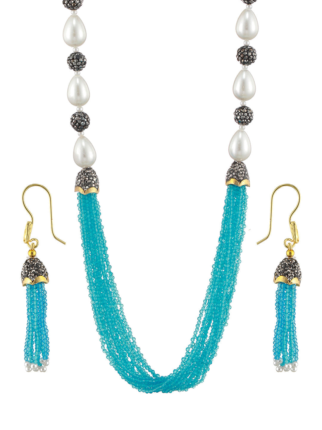 Gold-Plated Beaded Necklace And Earrings