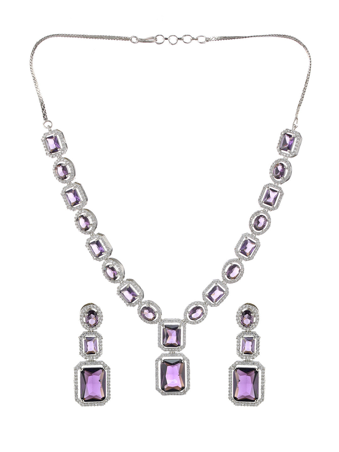 Silver-Plated Ad Stone-Studded Jewellery Set