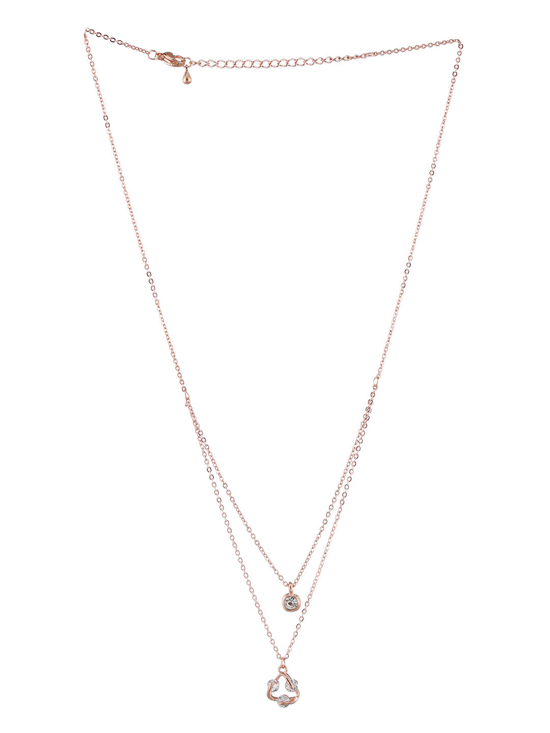 Rose Gold-Plated Cubic Zirconia Studded Layered Chain