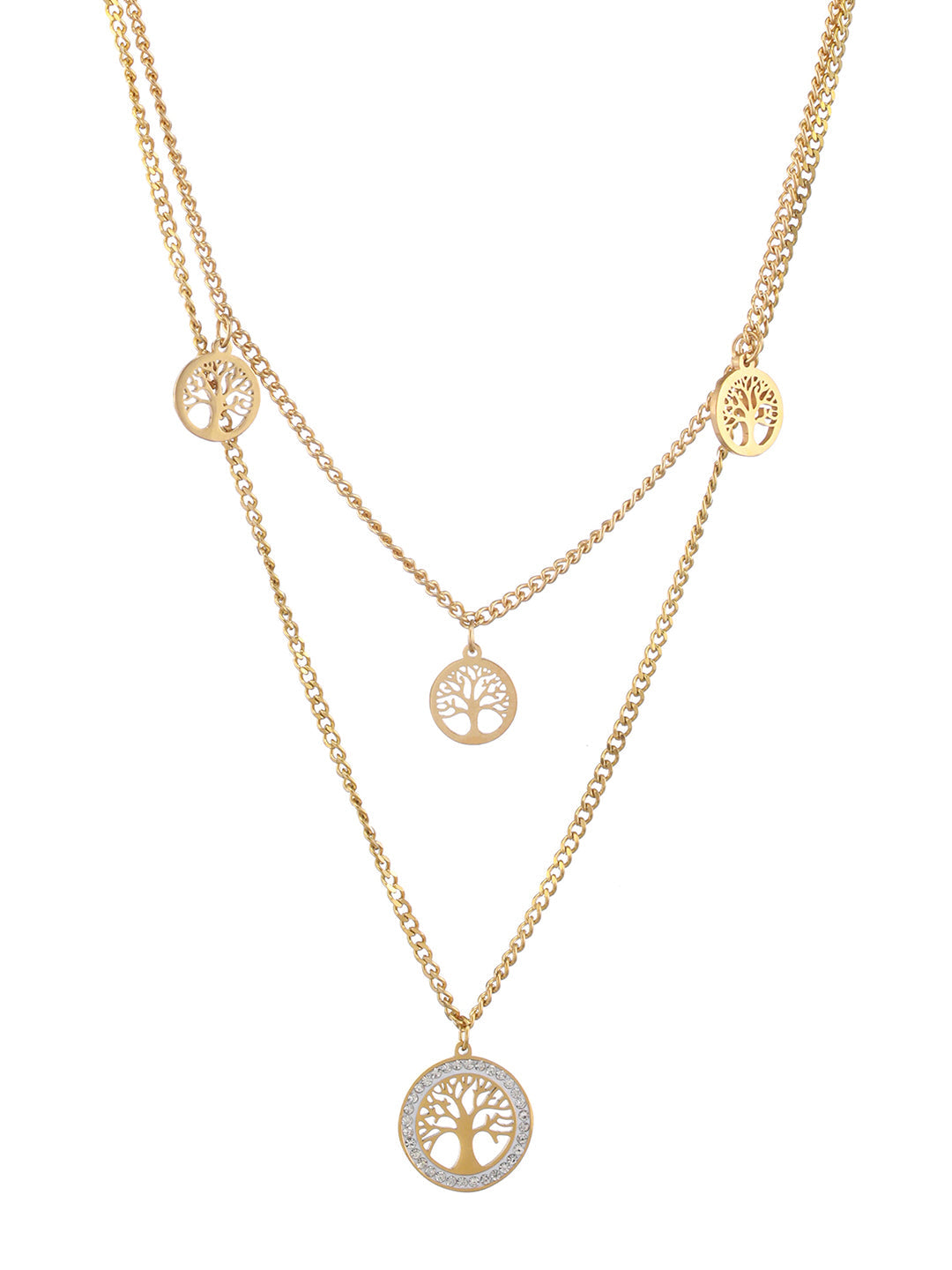 Gold-Plated Life Of Tree Charm Layered Chain