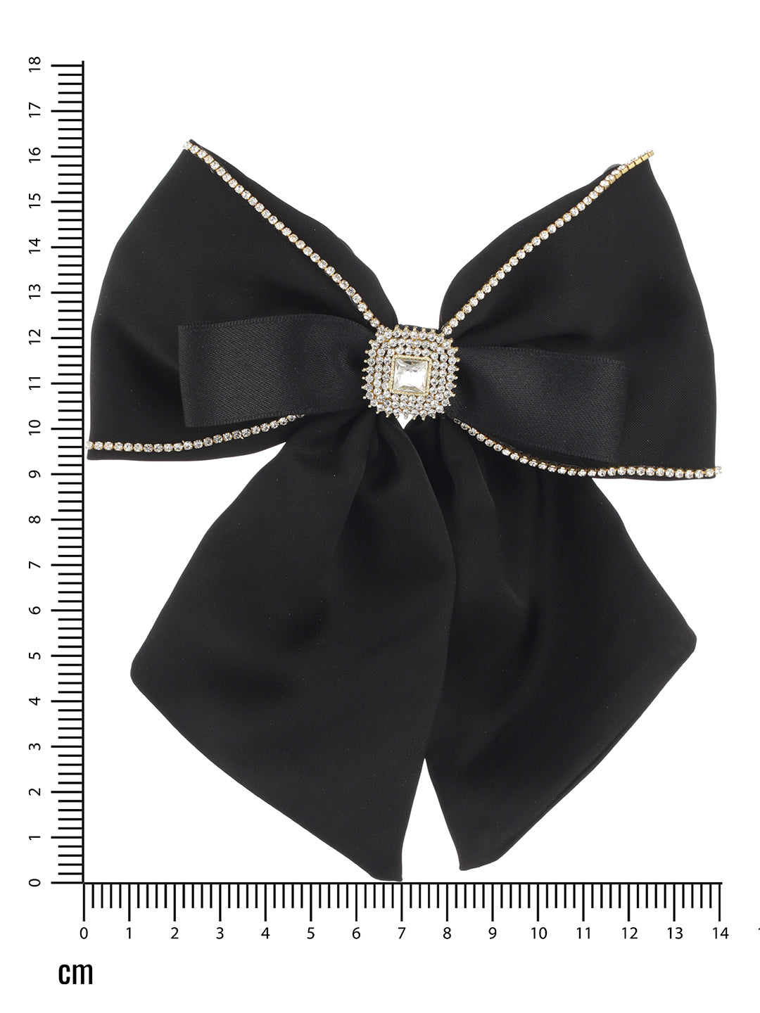 Women Black Cz Studded Embellished French Barrette