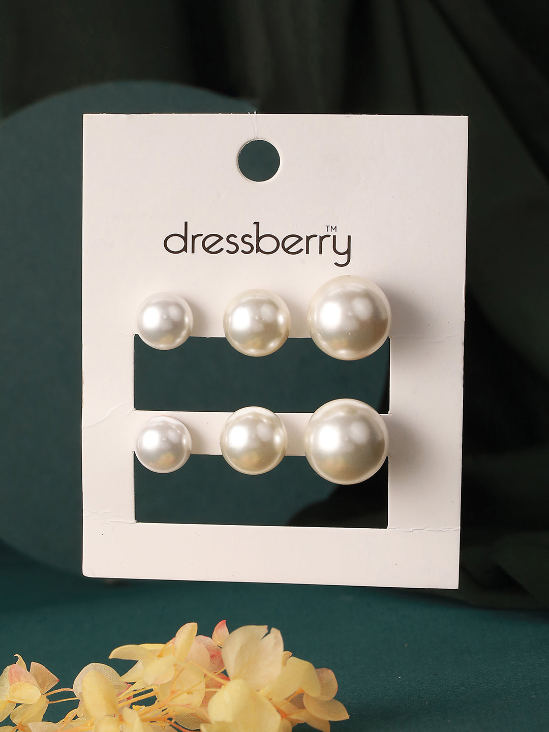 Set Of 4 White Contemporary Studs Earrings