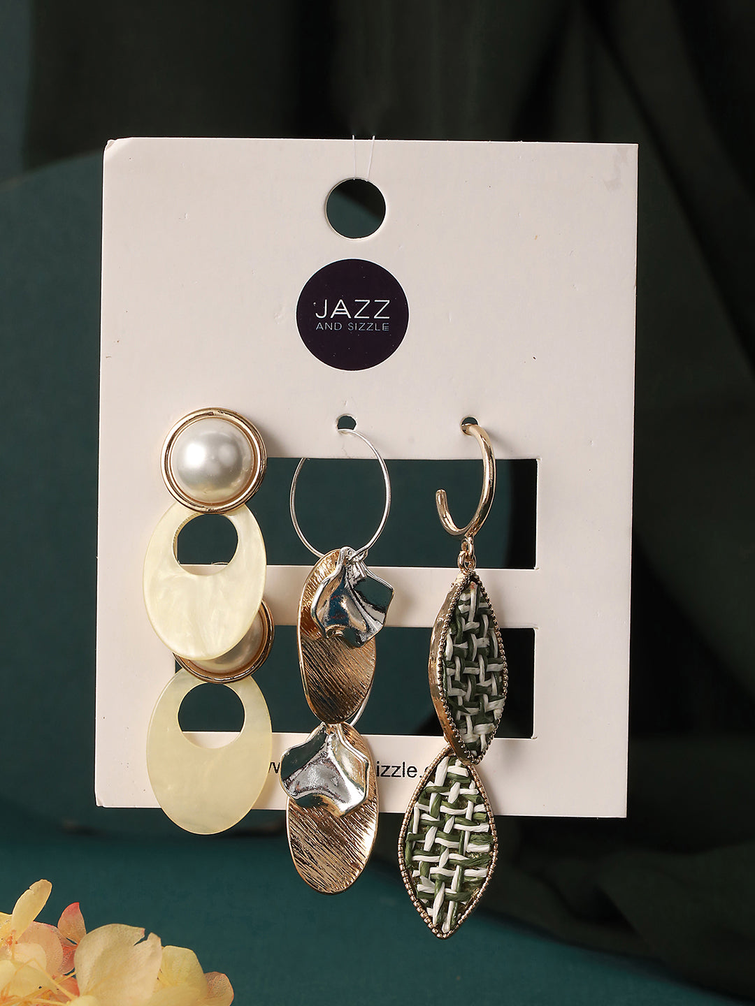 Gold-Toned Set Of 3 Contemporary Hoop Earrings