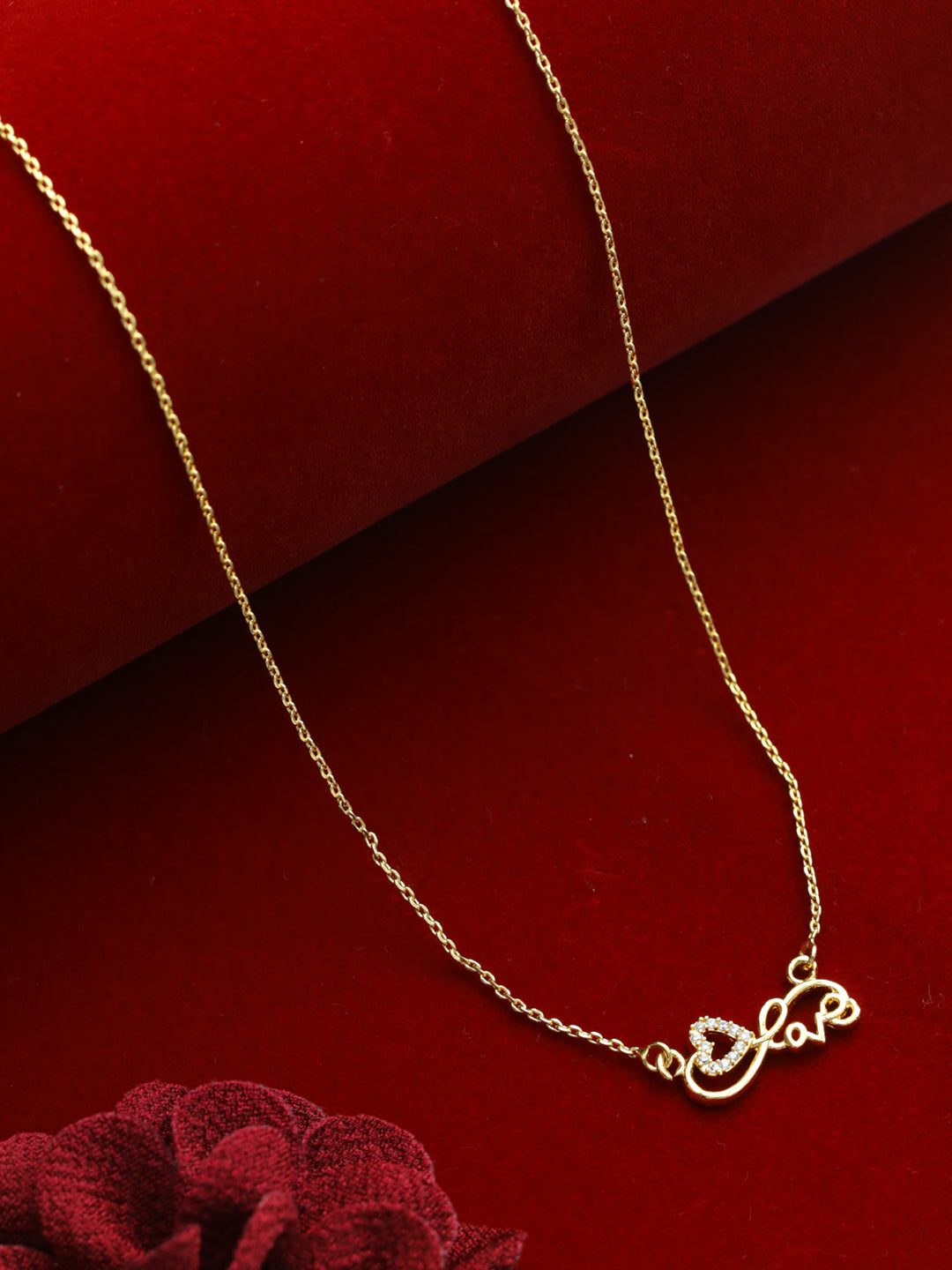 Gold-Plated White Ad Studded Love Chain