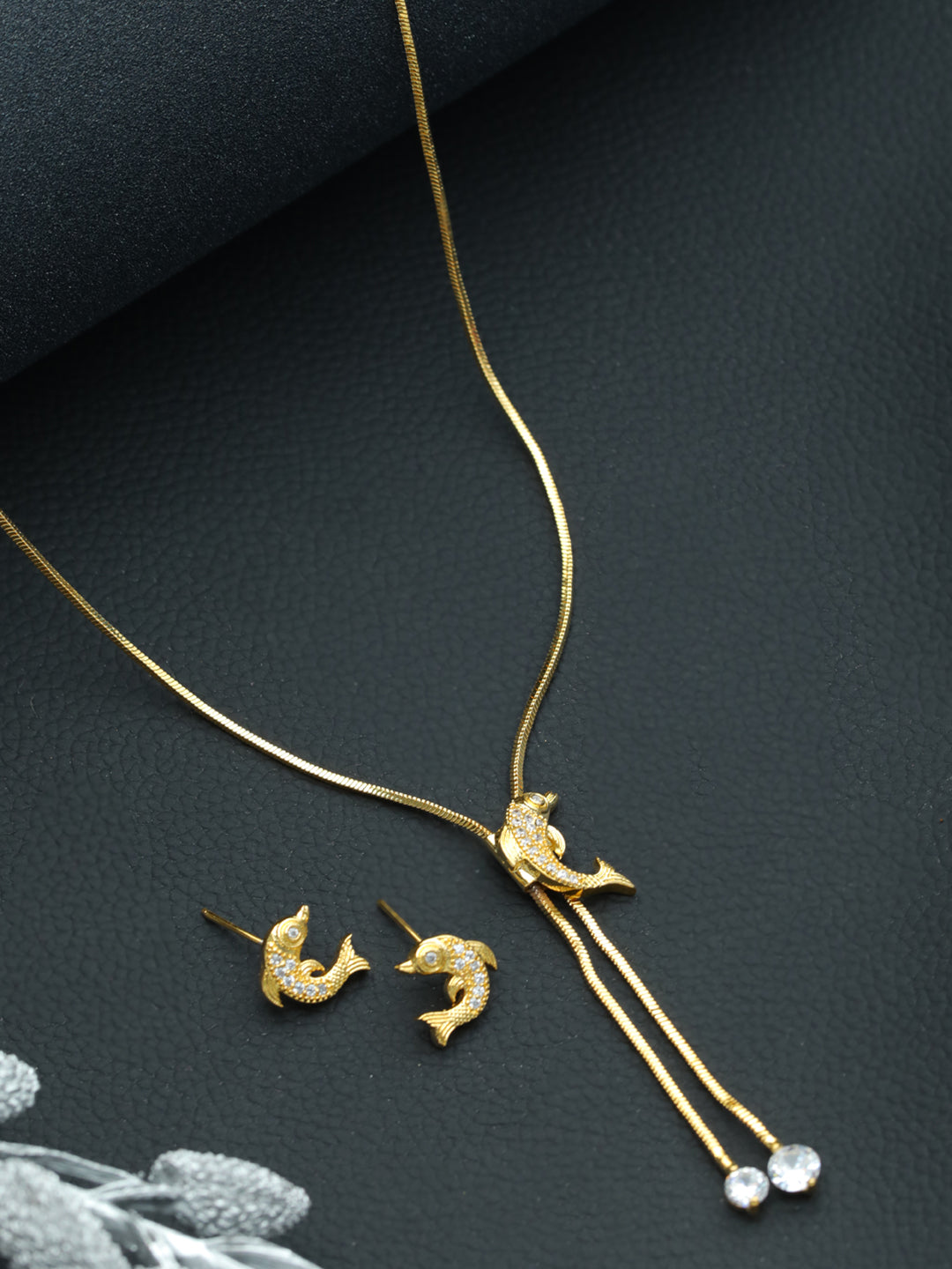 Gold-Plated Handcrafted Ad Stone-Studded Adjustable Ganesh Jewellery Set