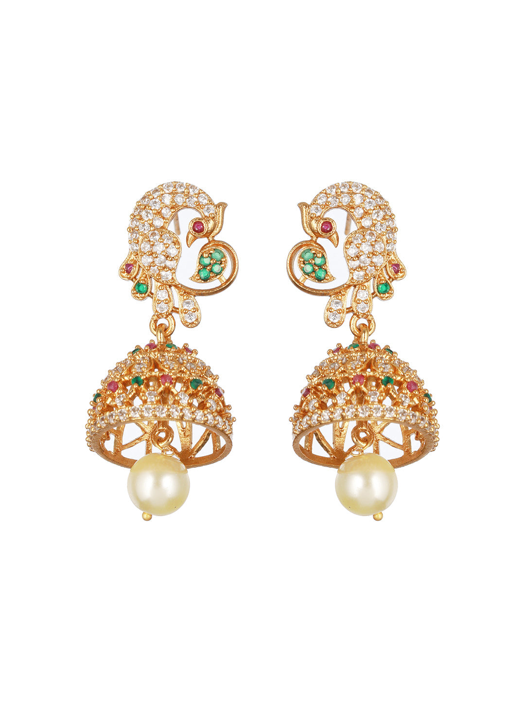 22K Gold-Plated Stone Studded & Beaded Jewellery Set