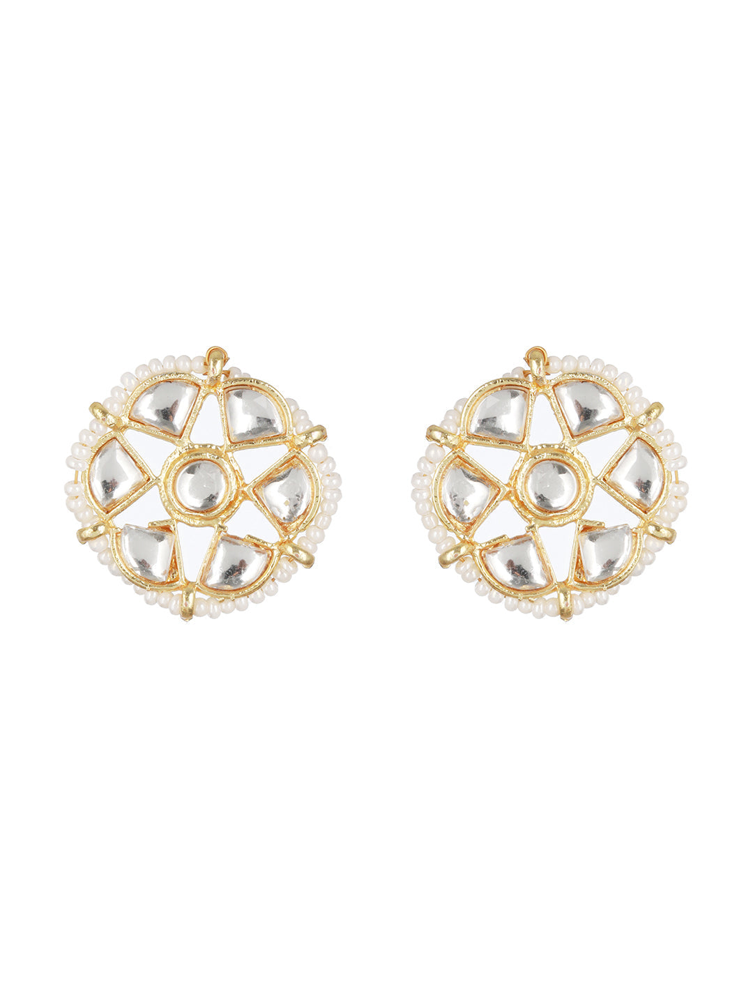 Gold-Plated Kundan-Studded & Beaded Necklace & Earrings