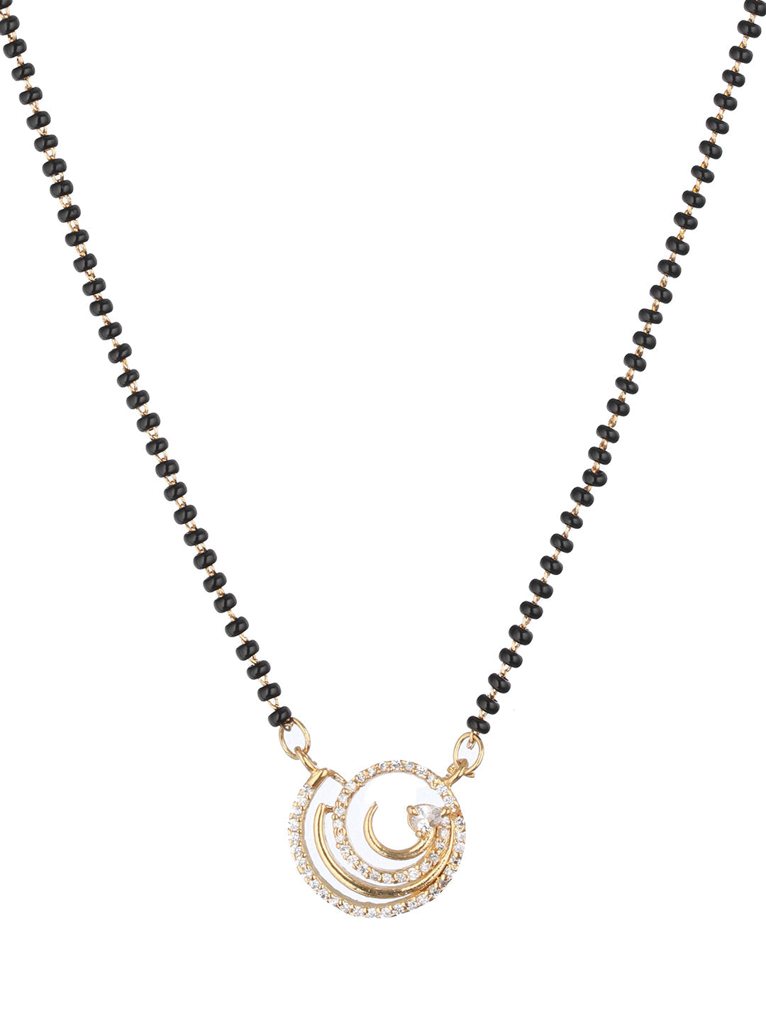 Black Gold-Plated Ad-Studded & Beaded Mangalsutra