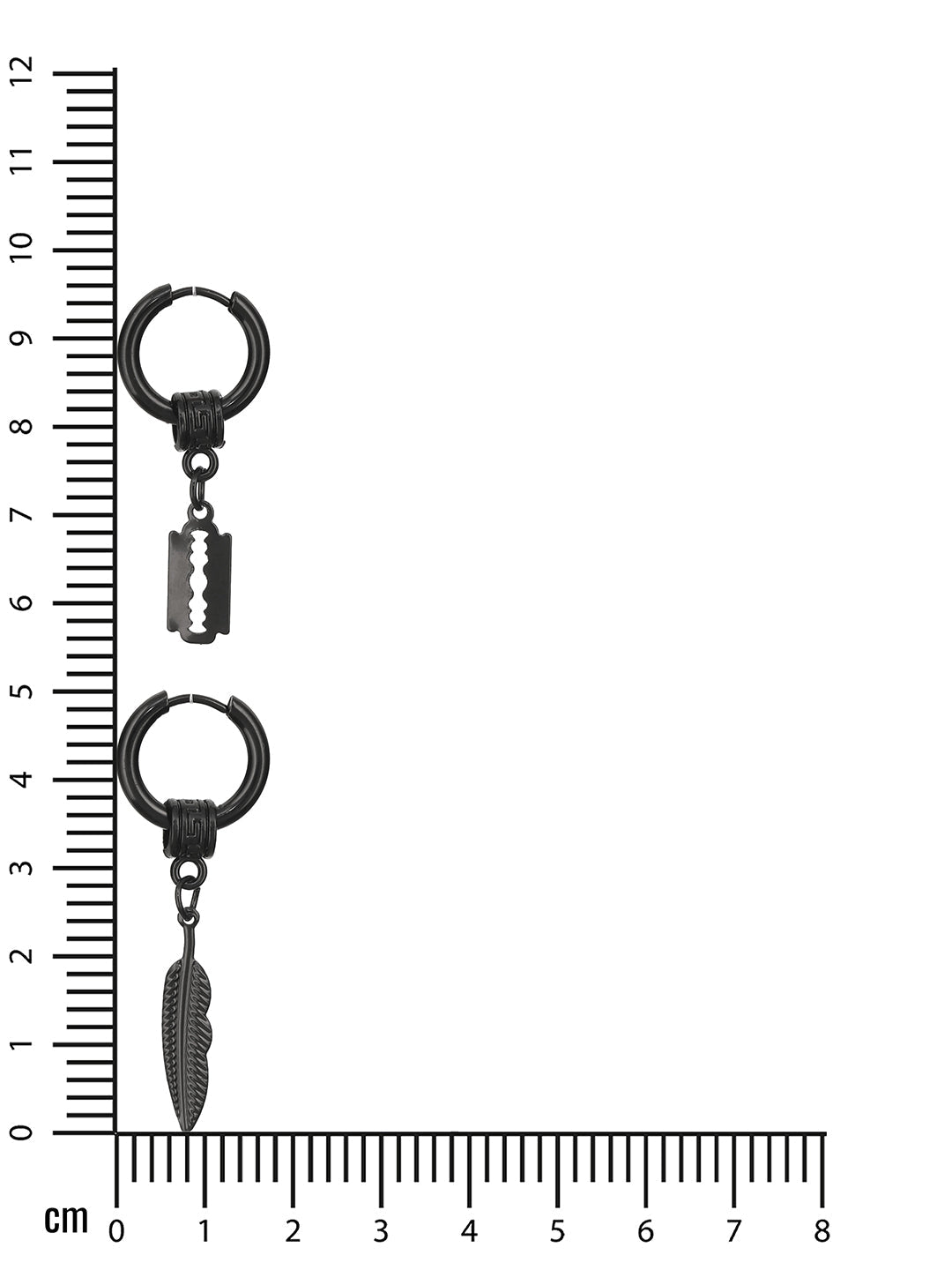 Set Of 2 Mismatch Black Men Stainless Steel Hoop Earrings