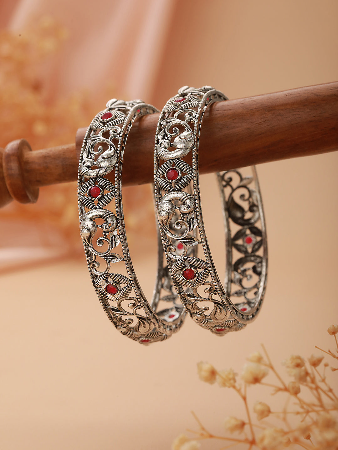 Set Of 2 Stones-Studded Bangles