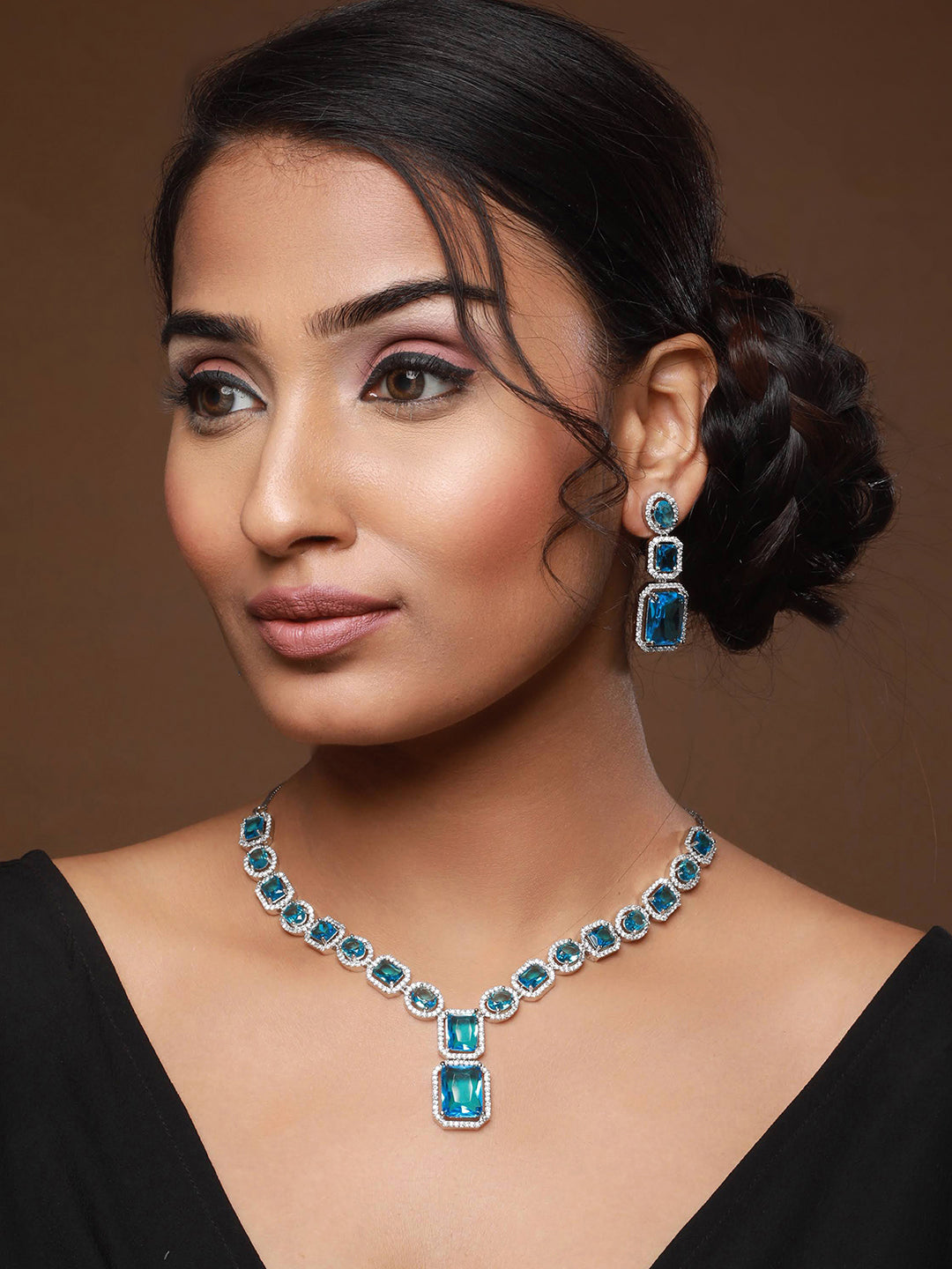 Sliver-Plated & Ad Studded Jewellery Set