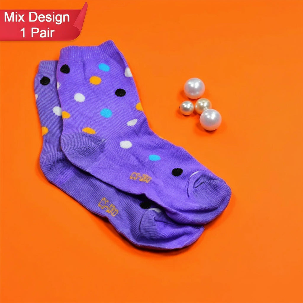 1pair Socks Printed Trendy Multiple Designer Socks (3 Different Size  Mix Design)