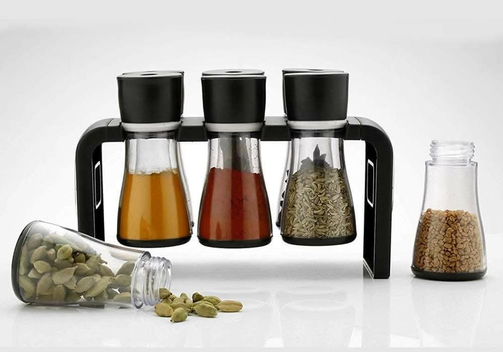 Plastic Spice Rack Masala Organiser (6 Pcs) - HalfPe