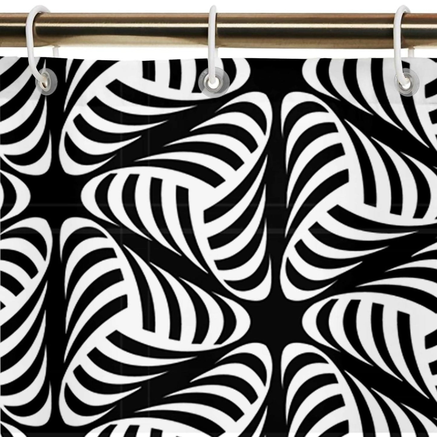 Lushomes Bathroom Shower Curtain with 12 Hooks and 12 Eyelets, Bathtub CurtainBlack/White, 6 Ft H x 6.5 FT W (72 Inch x 80 Inch, Single Pc) - HalfPe