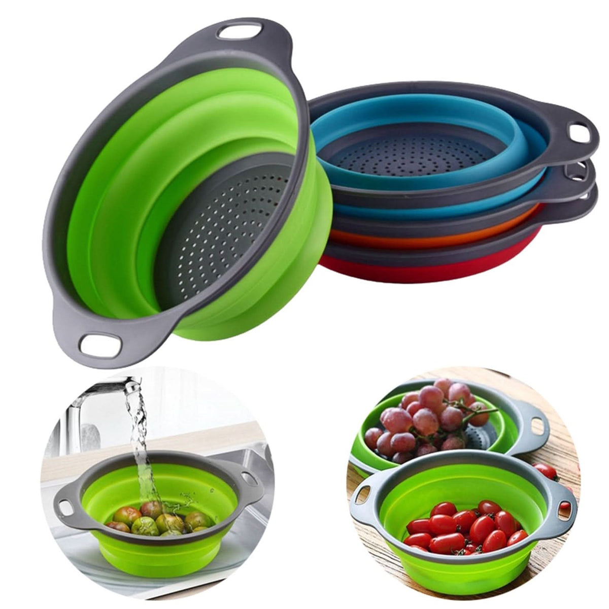Round Silicone Strainer – Flexible, Heat-Resistant Kitchen Colander for Draining & Rinsing HP DD
